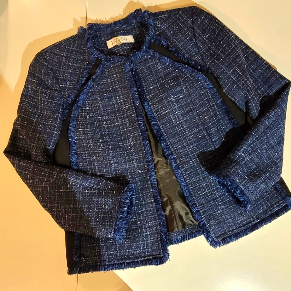Kasper Navy and Black Boucle Jacket Sz 4P